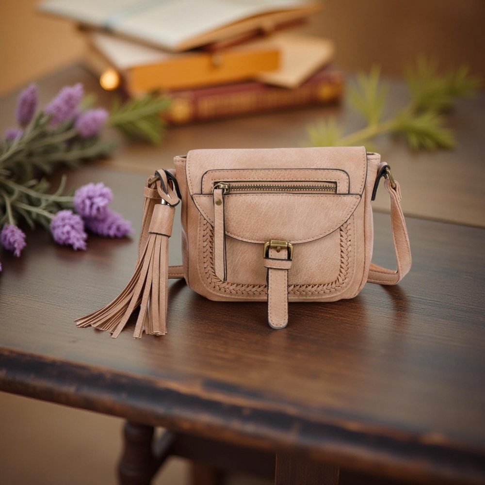 Ampere Creations Women's Harper Vegan Leather Crossbody Handbag - Sand NWT